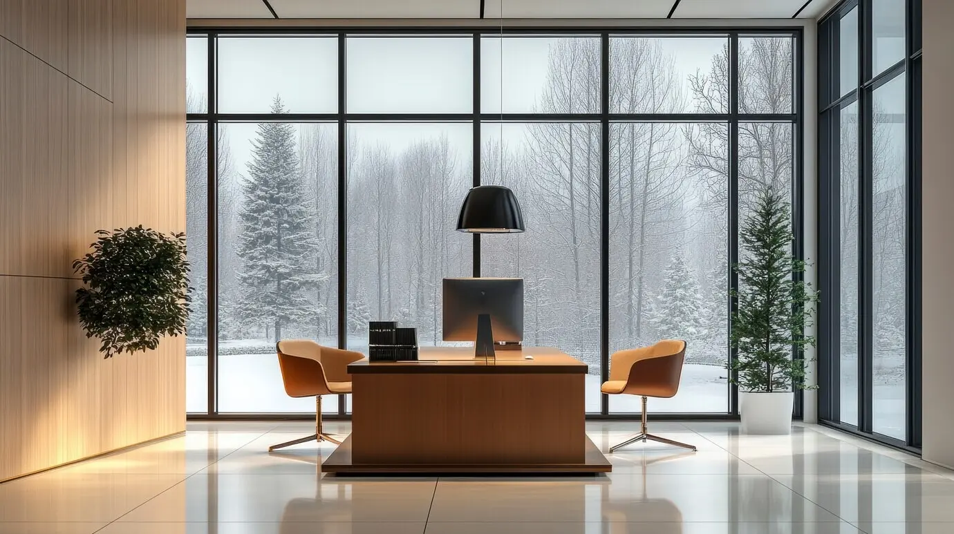 Modernes, minimalistisches Büro